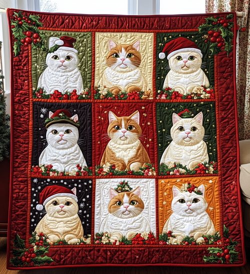 Christmas Kitty Quilted Blanket