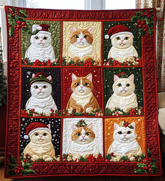 Christmas Kitty Quilted Blanket