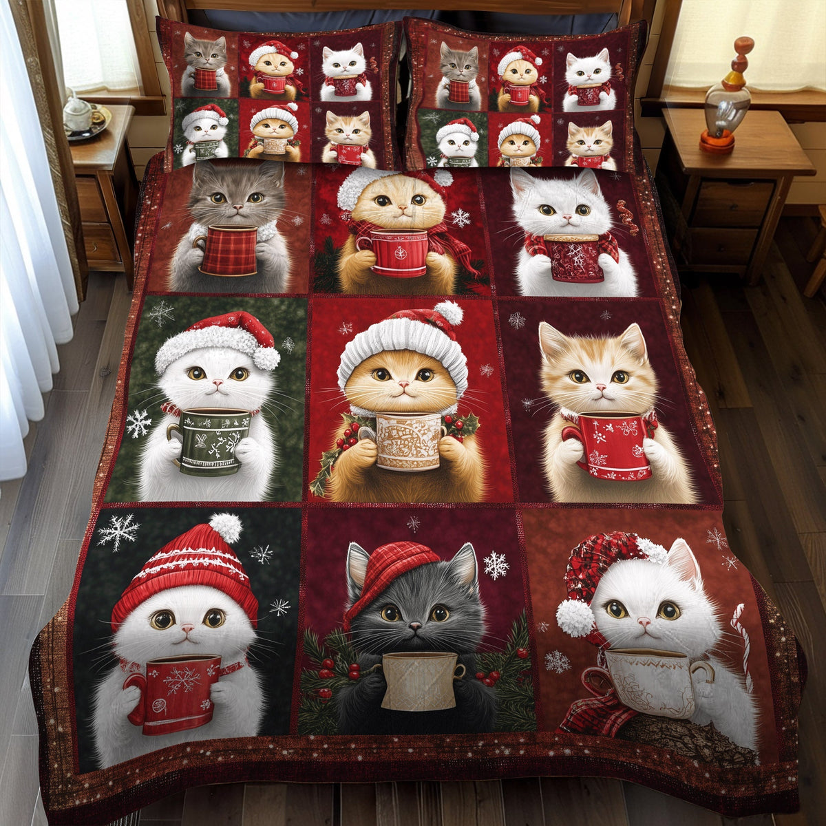Christmas Paws 3-Piece Quilted Bedding Set