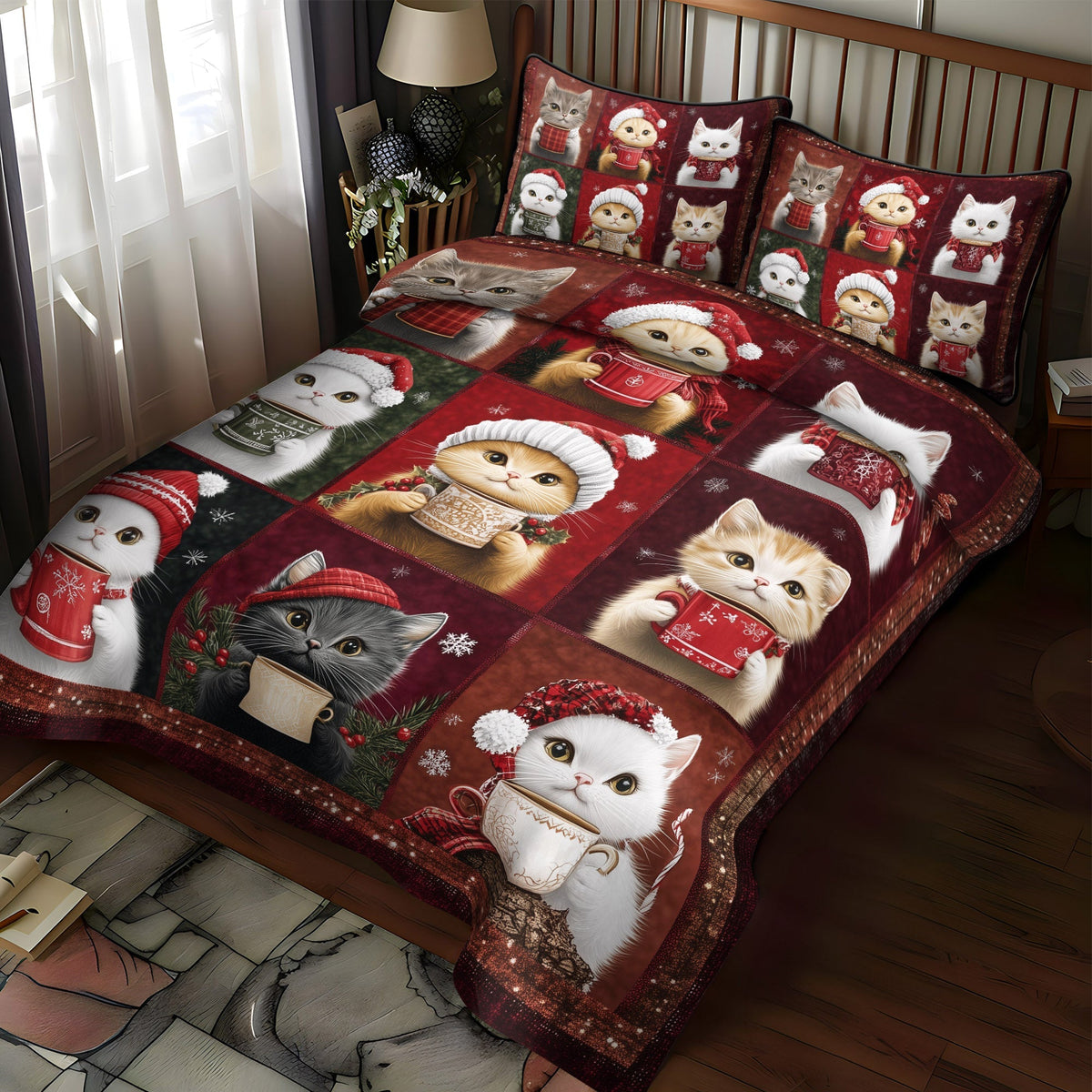 Christmas Paws 3-Piece Quilted Bedding Set