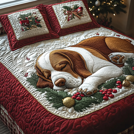 Christmas Pup Dreams 3-Piece Quilted Bedding Set