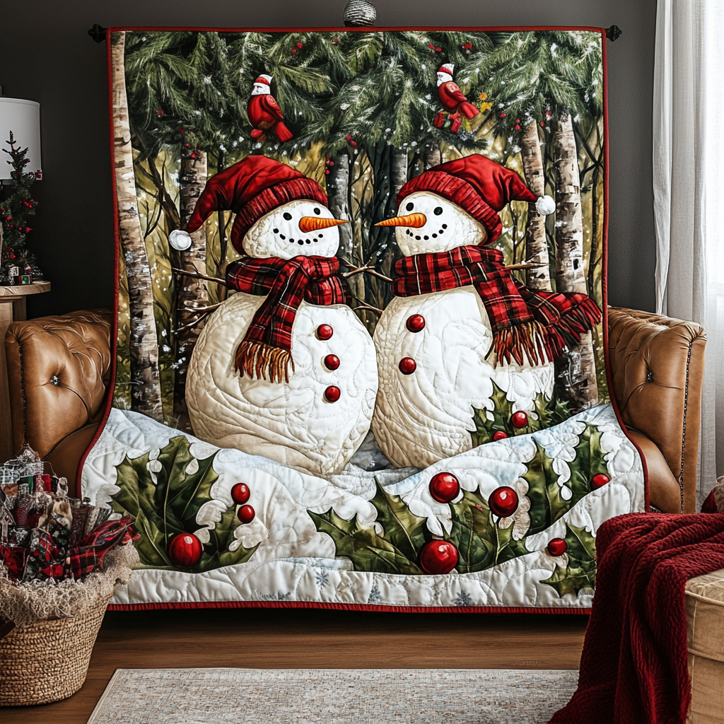 Christmas Snowfall Magic Quilted Blanket