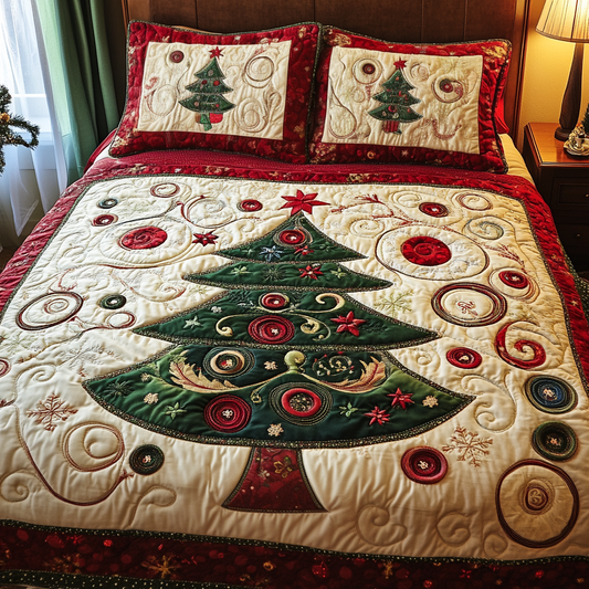 Christmas Tree 3-Piece Quilted Bedding Set