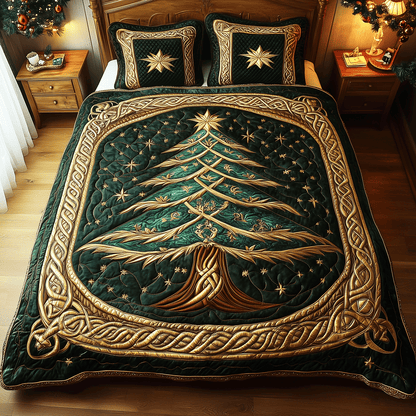 Christmas Tree Luxury 3-Piece Quilted Bedding Set
