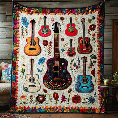 Cielo de Guitarras Quilted Blanket