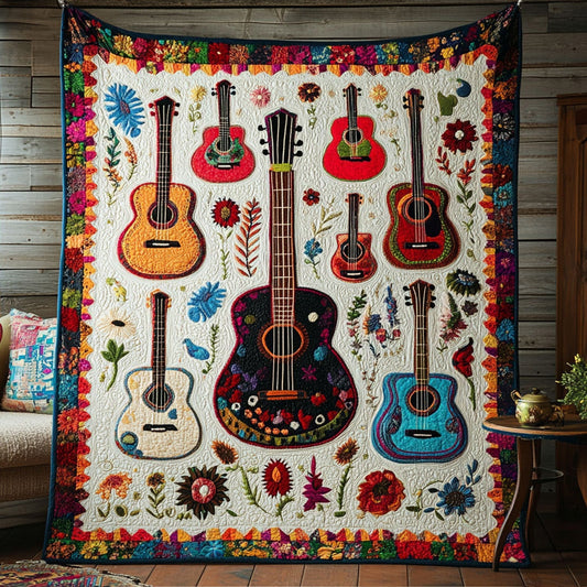 Cielo de Guitarras Quilted Blanket