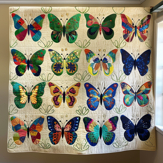 Citrus Glow Butterflies Quilted Blanket