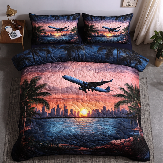 Classic Airplane 3-Piece Quilted Bedding Set