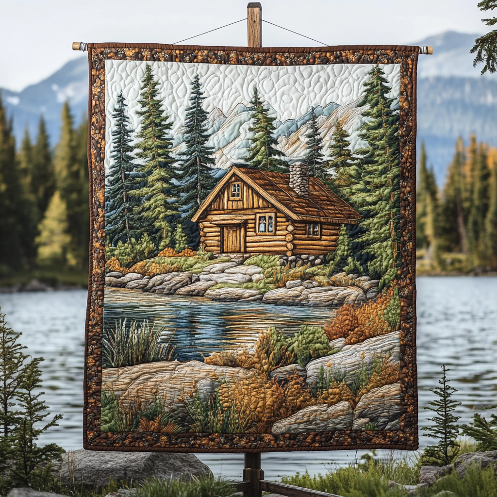 Classic Log Cabin Quilted Blanket