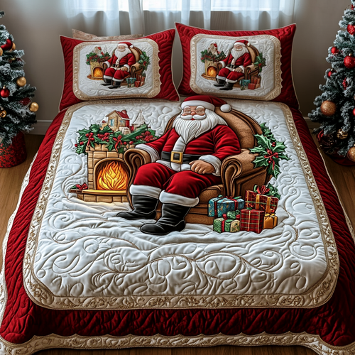 Classic Santa 3-Piece Quilted Bedding Set
