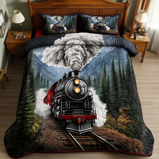 Classic Train 3-Piece Quilted Bedding Set