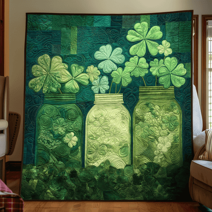 Clover Charm Jar Quilted Blanket