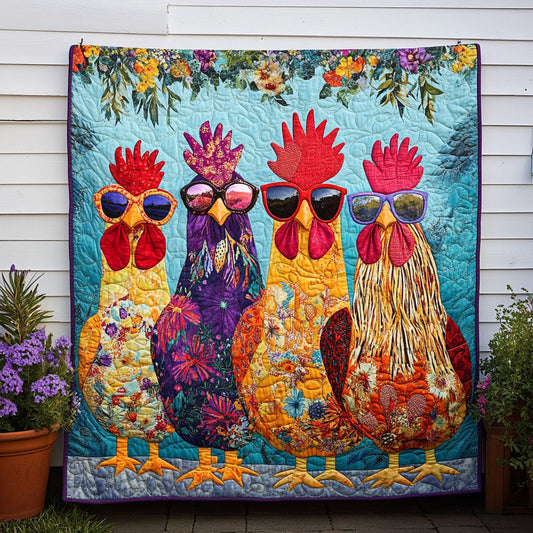 Cluck Couture Quartet Quilted Blanket