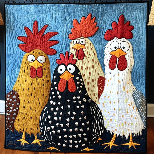 Cluck and Collect Quilted Blanket