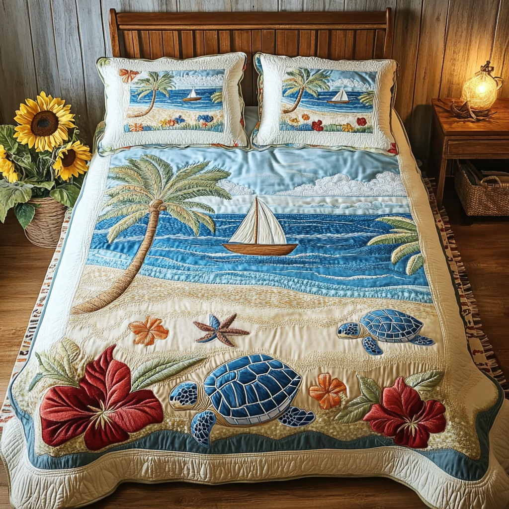 Coastal Dream 3-Piece Quilted Bedding Set