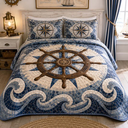 Coastal Glow 3-Piece Quilted Bedding Set