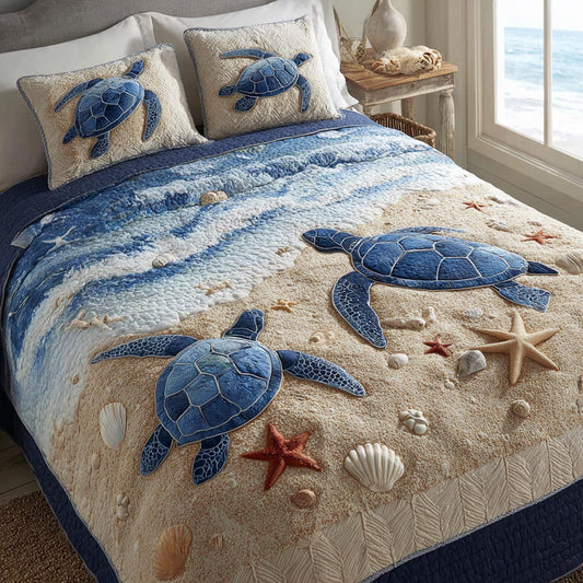 Coastal Waves 3-Piece Quilted Bedding Set