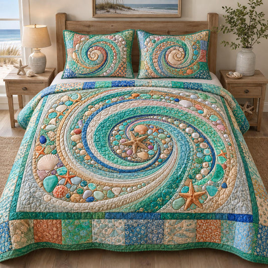 Coastal Whirl 3-Piece Quilted Bedding Set