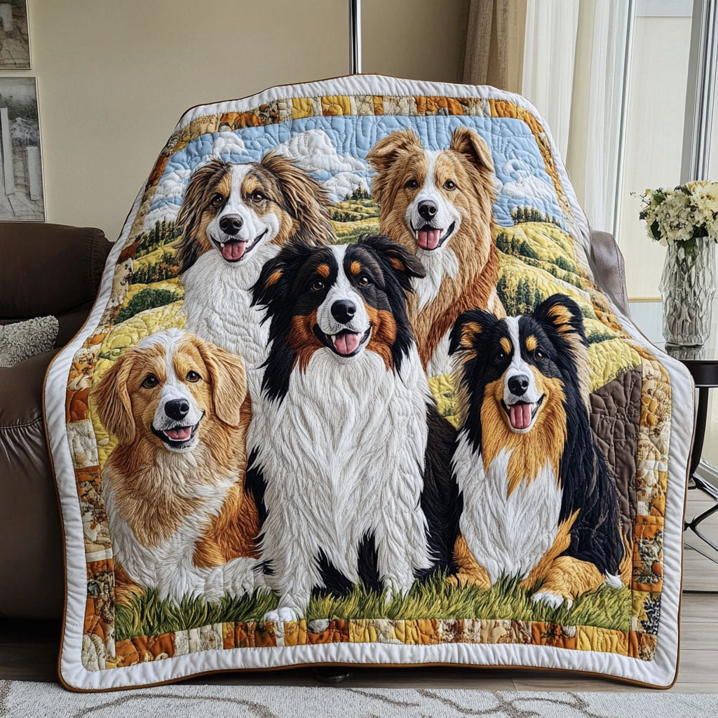 Collie Meadow Bliss Quilted Blanket