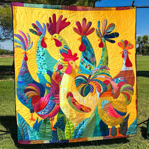Colorful Cockcrow Quilted Blanket