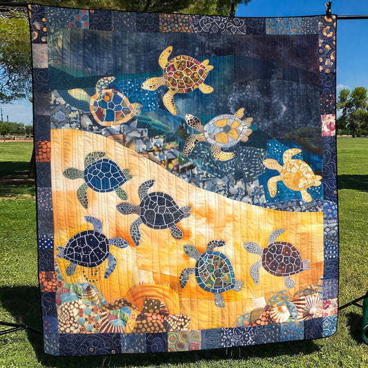 Colorful Baby Turtles Quilted Blanket