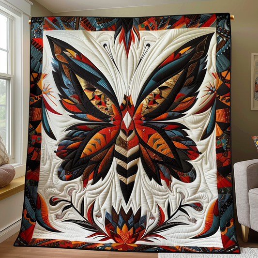Colorful Butterfly Quilted Blanket