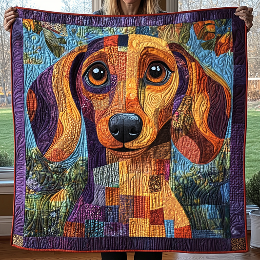 Colorful Canine Charm Quilted Blanket