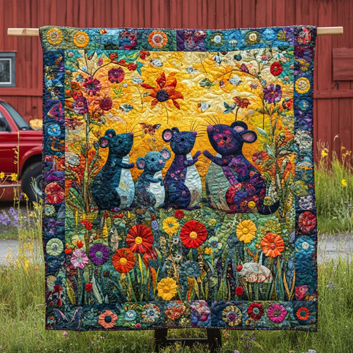 Colorful Critter Parade Quilted Blanket