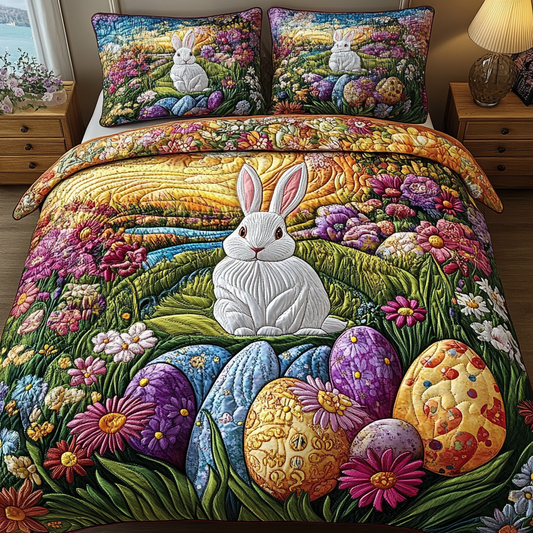 Colorful Easter Retreat 3-Piece Quilted Bedding Set
