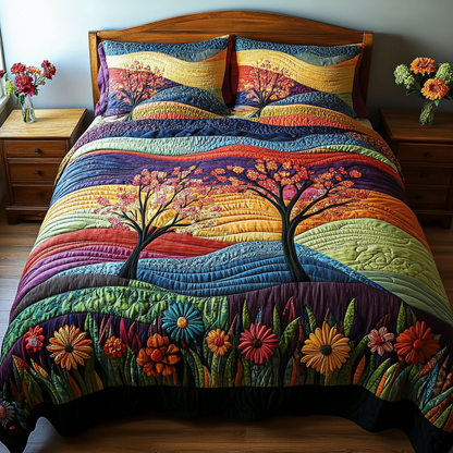 Colorful Field 3-Piece Quilted Bedding Set