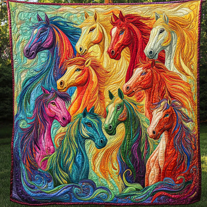 Colorful Gallop Quilted Blanket