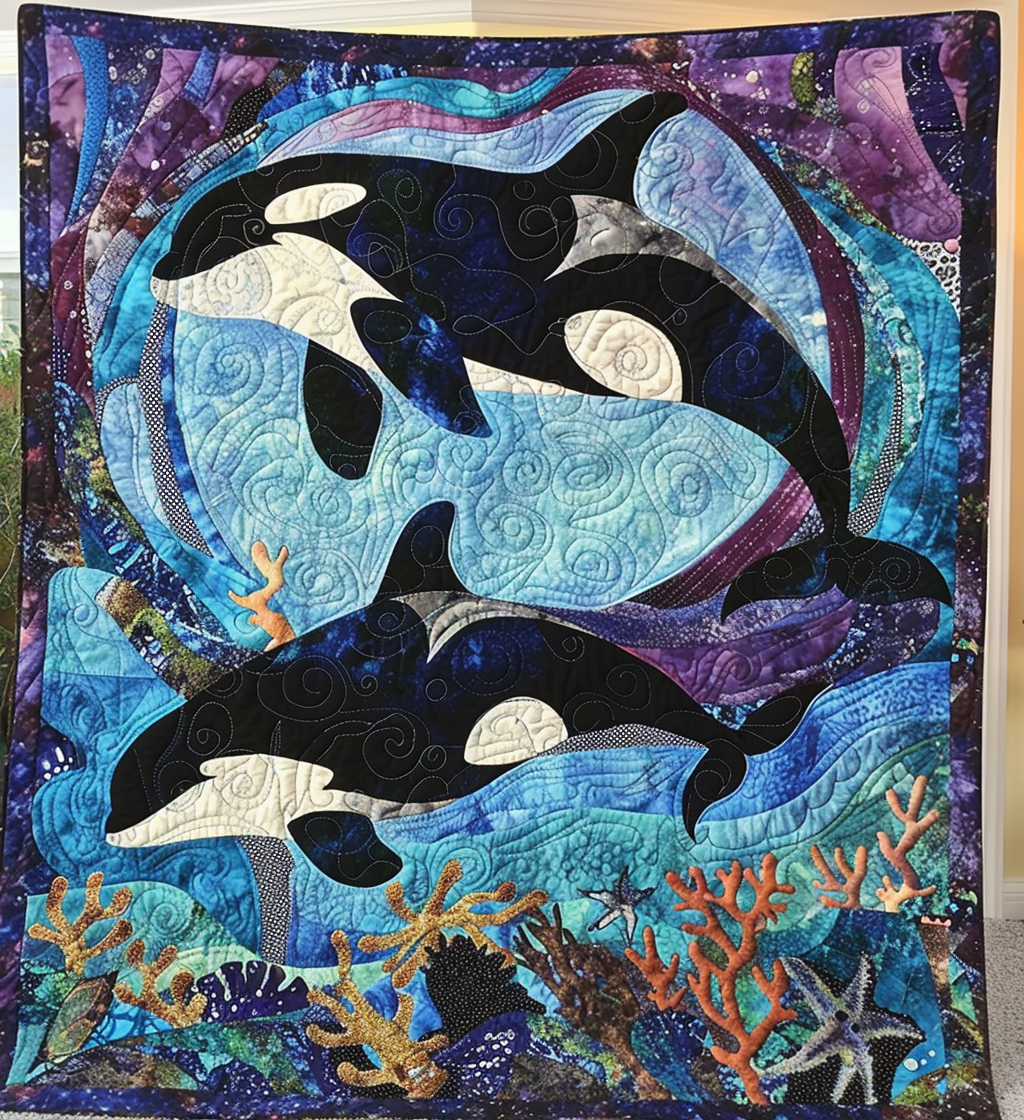 Coral Constellation Quilted Blanket
