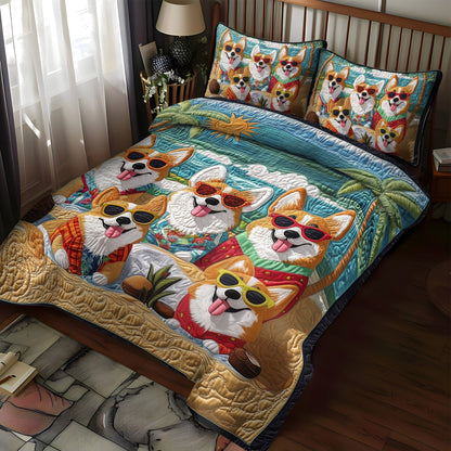 Corgi Bliss 3-Piece Quilted Bedding Set