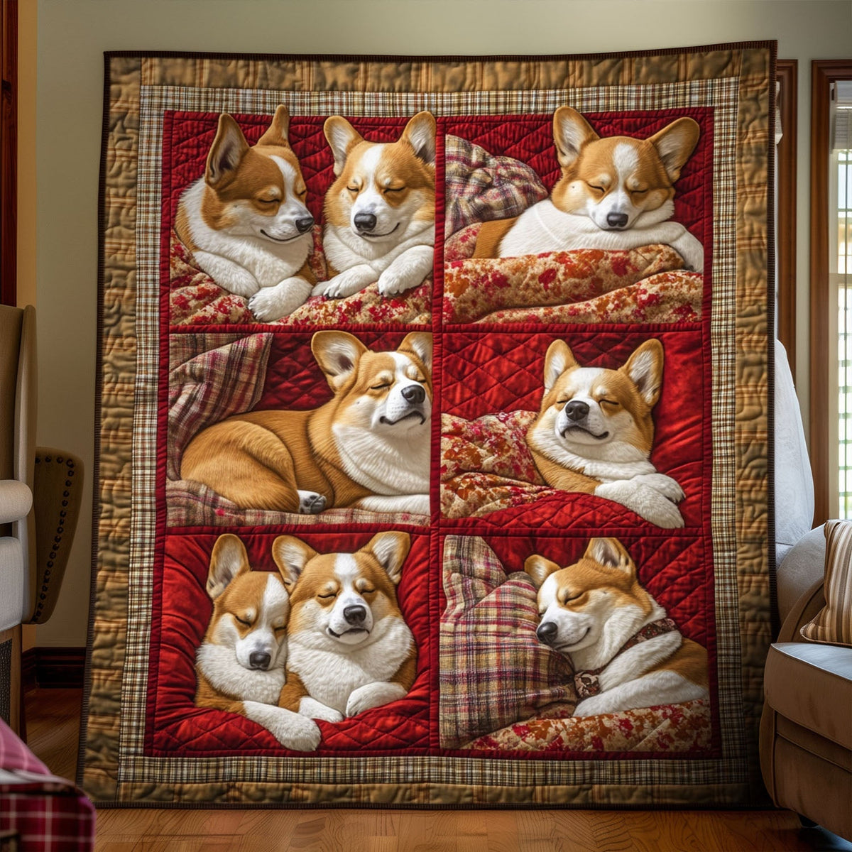 Corgi Charm Wrap Quilted Blanket