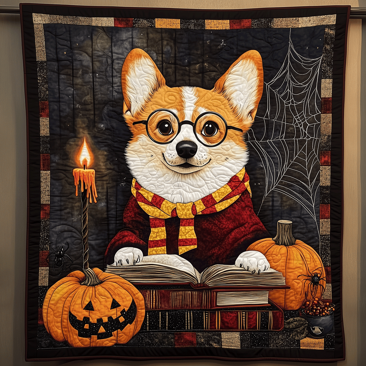 Corgi Spellbound Quilted Blanket