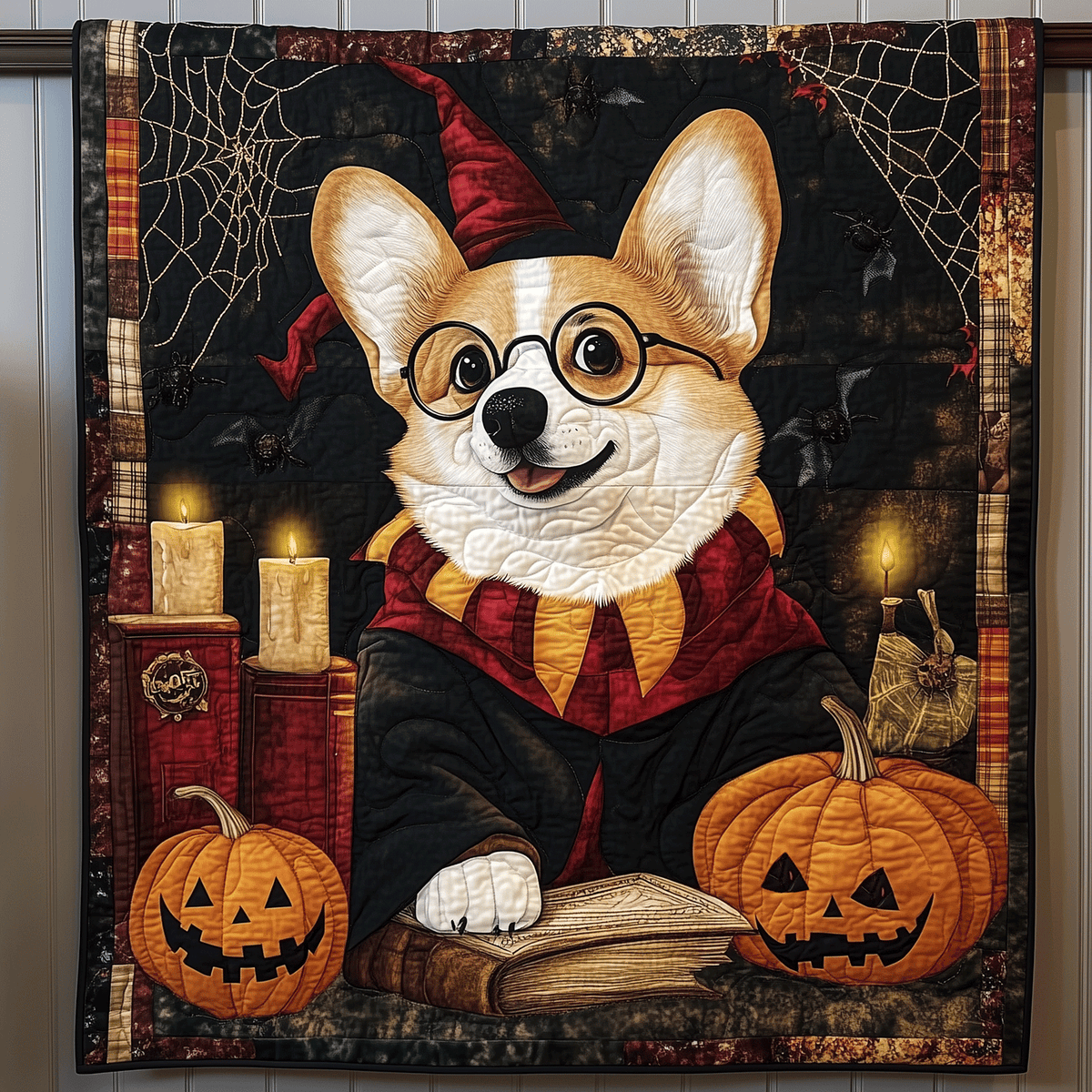 Corgi Spooky Spell Quilted Blanket