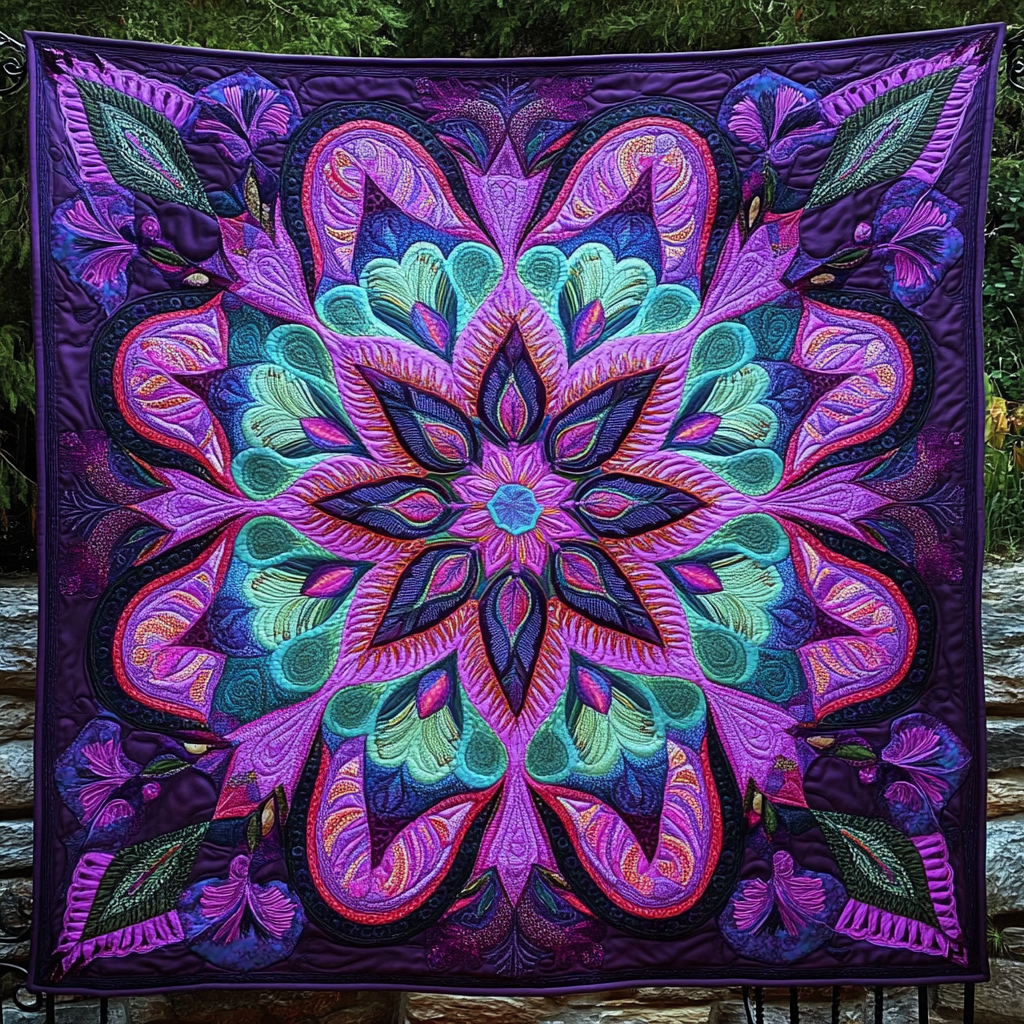 Cosmic Blossom Quilted Blanket