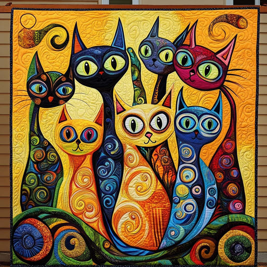 Cosmic Cat Quilted Blanket