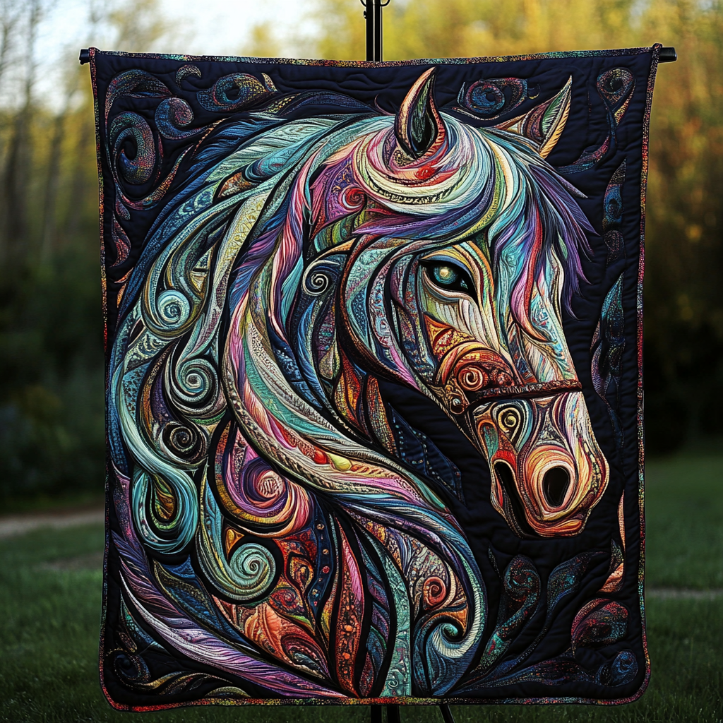 Cosmic Mustang Quilted Blanket