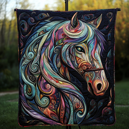 Cosmic Mustang Quilted Blanket