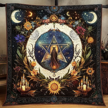 Cosmic Wreath Enchantment Quilted Blanket