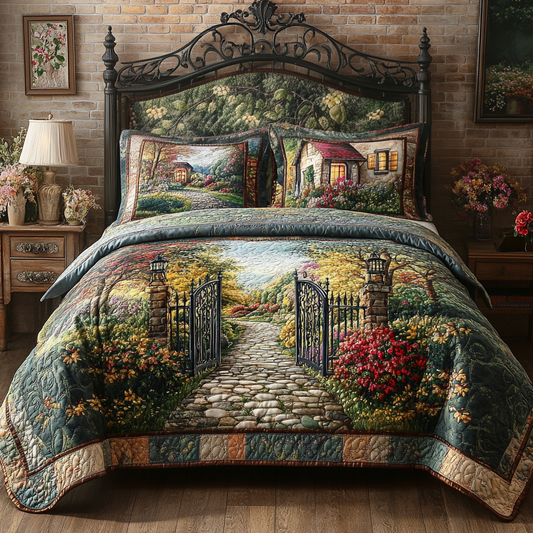 Cottage Pathway Set 3-Piece Quilted Bedding Set