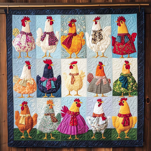 Country Chickens Quilted Blanket