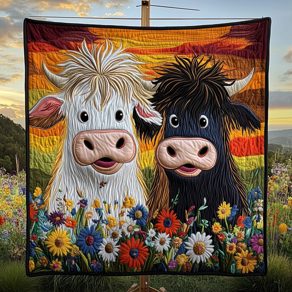 Country Cow Charm Quilted Blanket