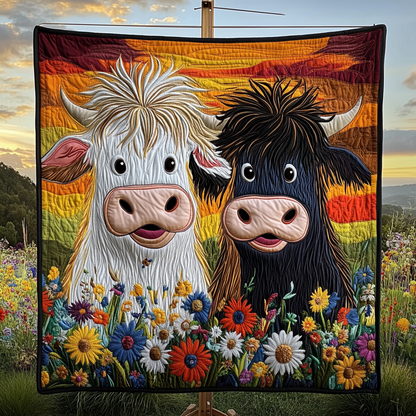 Country Cow Charm Quilted Blanket