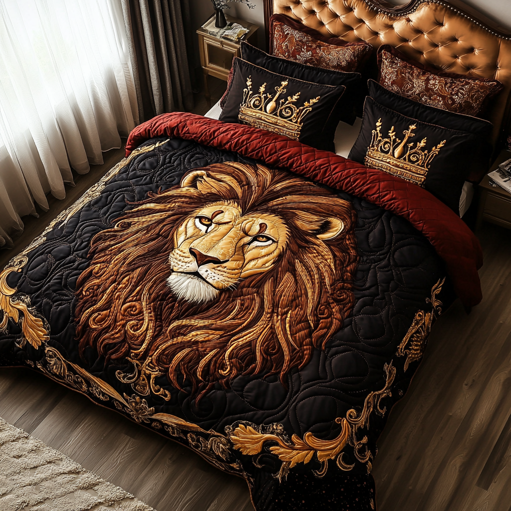 Courageous Majesty 3-Piece Quilted Bedding Set