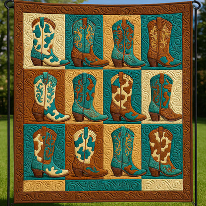 Cow Print Boots Quilted Blanket