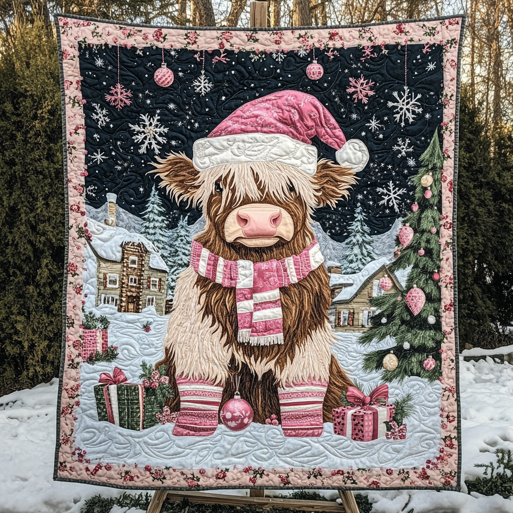 Cow down to Christmas Quilted Blanket