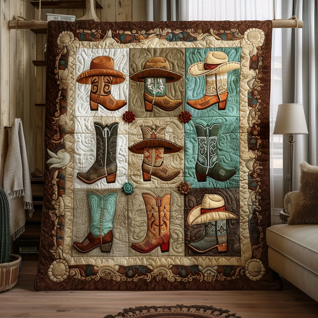 Cowboy Boot Chronicles Quilted Blanket