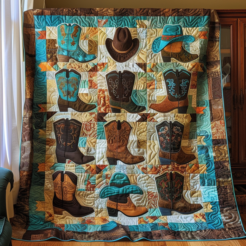 Cowboy Hat Haven Quilted Blanket